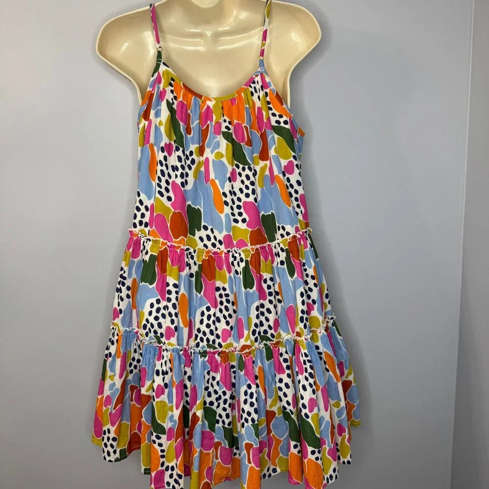 THML Spotted Multi Print Swim Sundress Adjustable Strap Beach Vacation Sz. XS - Picture 7 of 13